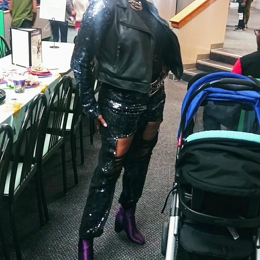 Black rhinestone jeans
